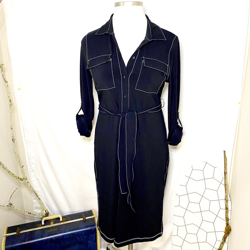 Chico’s NWT Tie Waist Button Midi Dress 12/14